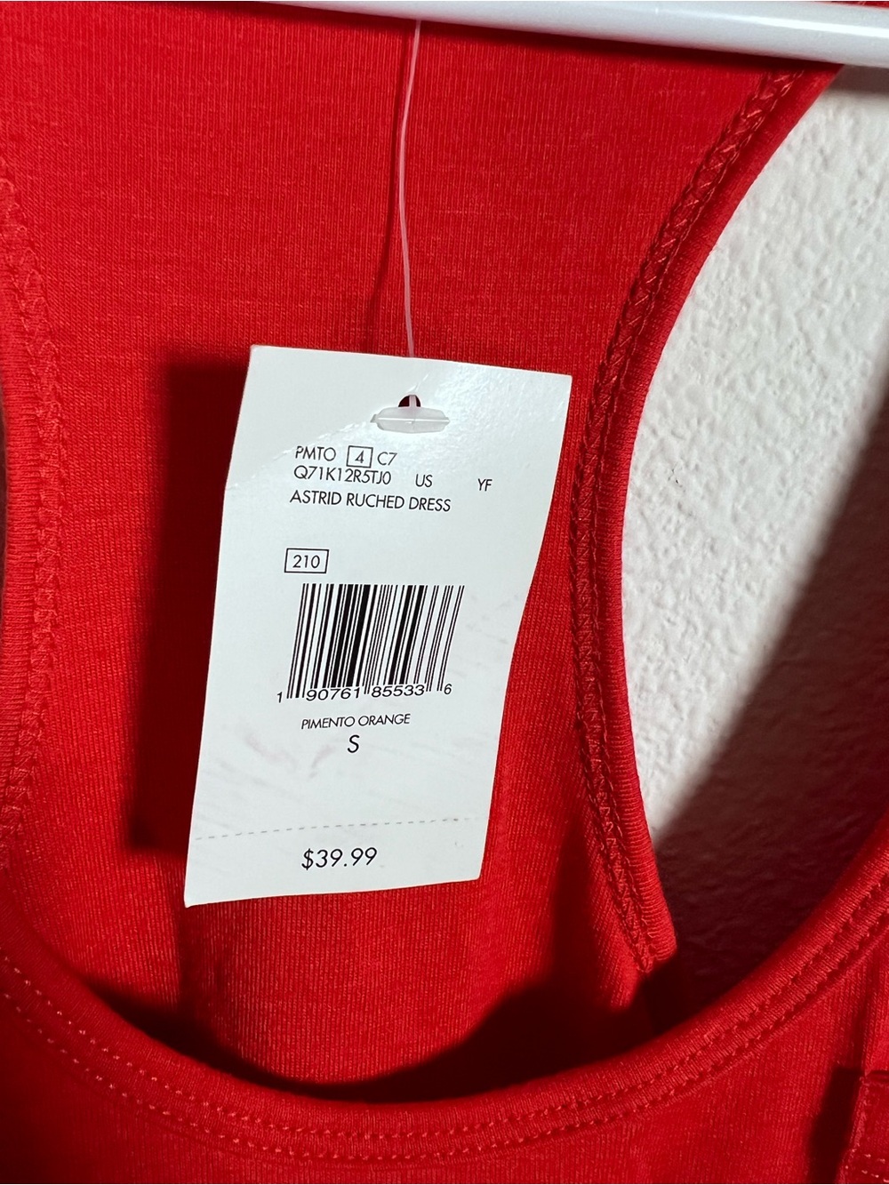 GUESS Pimento Orange Astrid Ruched Racerback Tank Dress Size S - Picture 7 of 7